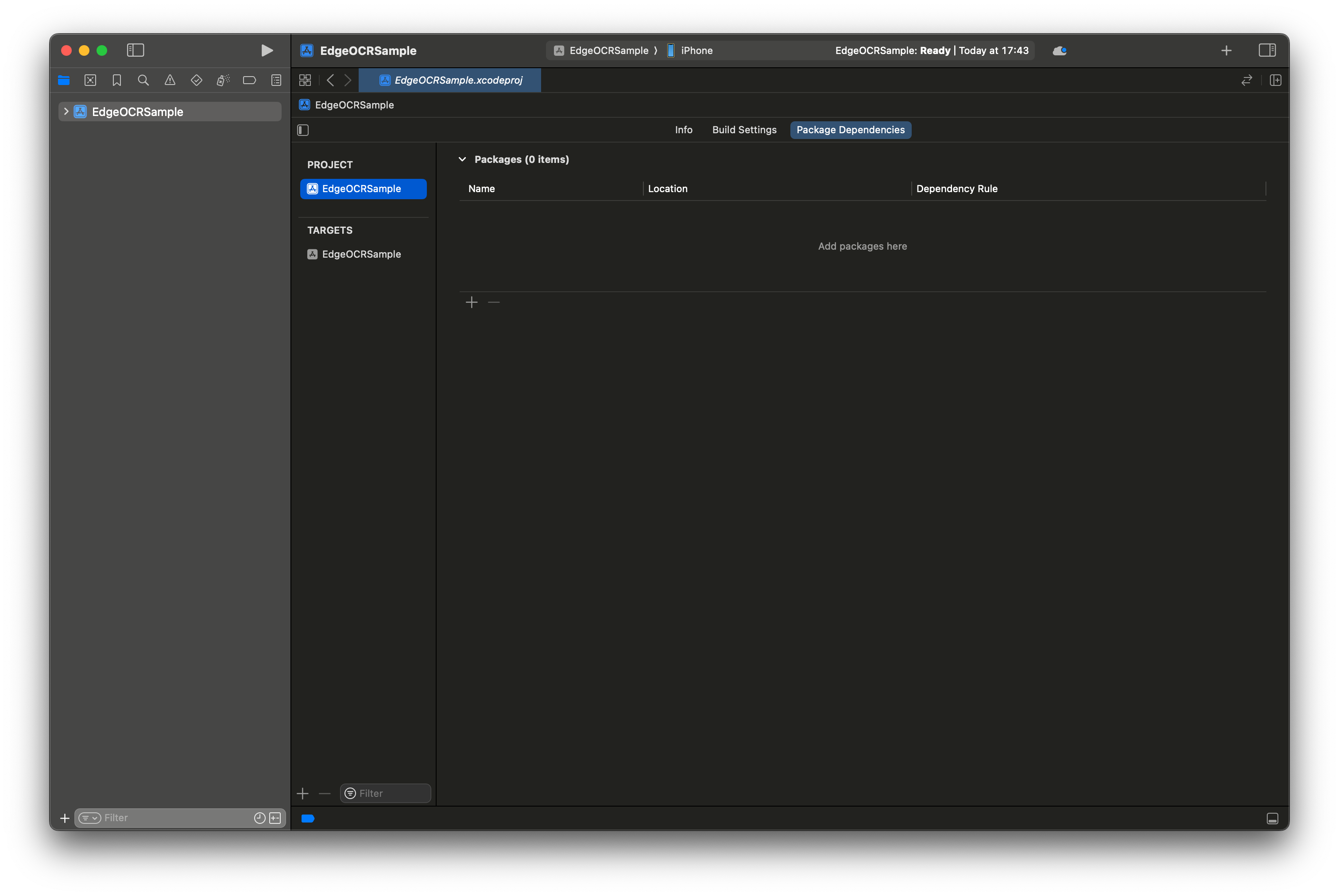 Package Dependencies タブ
